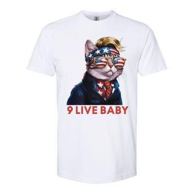 Nine Lives Baby Cat In Suite With Trump Hair American Flag Softstyle CVC T-Shirt