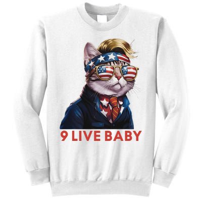 Nine Lives Baby Cat In Suite With Trump Hair American Flag Sweatshirt