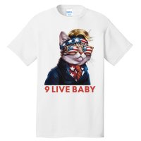 Nine Lives Baby Cat In Suite With Trump Hair American Flag Tall T-Shirt