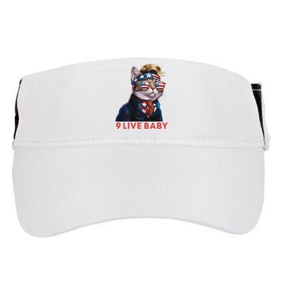 Nine Lives Baby Cat In Suite With Trump Hair American Flag Adult Drive Performance Visor