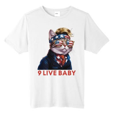 Nine Lives Baby Cat In Suite With Trump Hair American Flag Tall Fusion ChromaSoft Performance T-Shirt