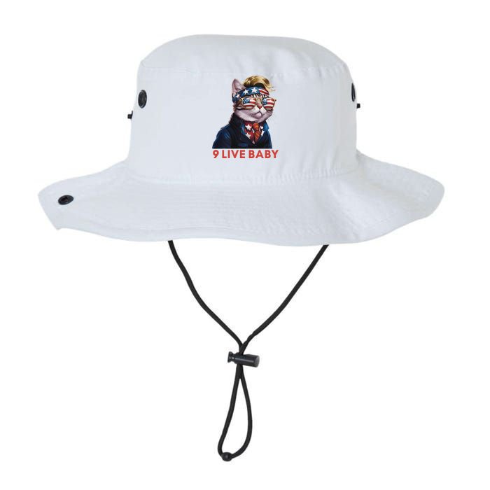 Nine Lives Baby Cat In Suite With Trump Hair American Flag Legacy Cool Fit Booney Bucket Hat