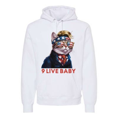 Nine Lives Baby Cat In Suite With Trump Hair American Flag Premium Hoodie