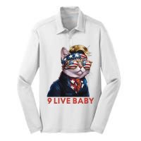 Nine Lives Baby Cat In Suite With Trump Hair American Flag Silk Touch Performance Long Sleeve Polo