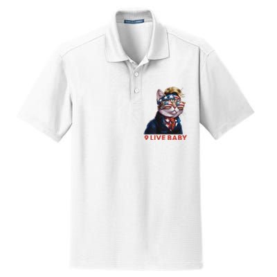 Nine Lives Baby Cat In Suite With Trump Hair American Flag Dry Zone Grid Polo