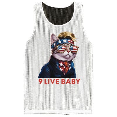 Nine Lives Baby Cat In Suite With Trump Hair American Flag Mesh Reversible Basketball Jersey Tank