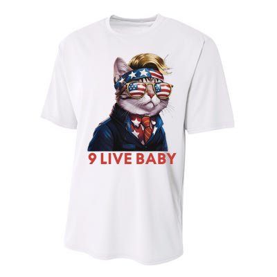 Nine Lives Baby Cat In Suite With Trump Hair American Flag Performance Sprint T-Shirt