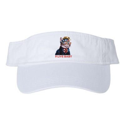 Nine Lives Baby Cat In Suite With Trump Hair American Flag Valucap Bio-Washed Visor