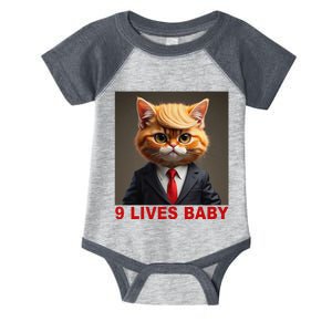 Nine Lives Baby Cat In Suite With Trump Hair Funny Infant Baby Jersey Bodysuit