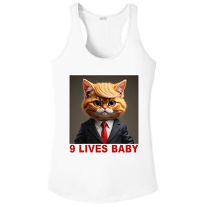 Nine Lives Baby Cat In Suite With Trump Hair Funny Ladies PosiCharge Competitor Racerback Tank