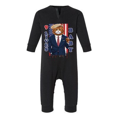 Nine Lives Baby Cat In Suite With Trump Hair Infant Fleece One Piece