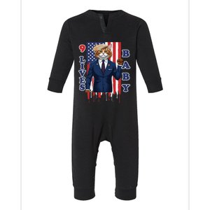 Nine Lives Baby Cat In Suite With Trump Hair Infant Fleece One Piece