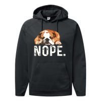 Nope Lazy Bulldog Dog Lover Gift Performance Fleece Hoodie