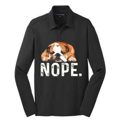 Nope Lazy Bulldog Dog Lover Gift Silk Touch Performance Long Sleeve Polo