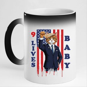 Nine Lives Baby Cat In Suite With Trump Hair 11oz Black Color Changing Mug