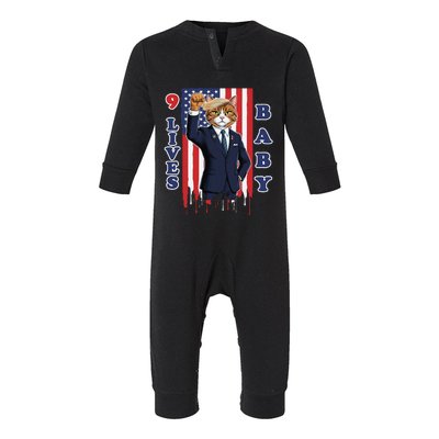 Nine Lives Baby Cat In Suite With Trump Hair Infant Fleece One Piece