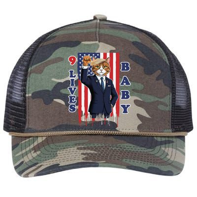 Nine Lives Baby Cat In Suite With Trump Hair Retro Rope Trucker Hat Cap