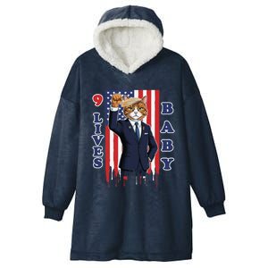 Nine Lives Baby Cat In Suite With Trump Hair Hooded Wearable Blanket