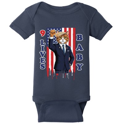 Nine Lives Baby Cat In Suite With Trump Hair Baby Bodysuit