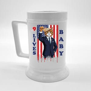 Nine Lives Baby Cat In Suite With Trump Hair Beer Stein