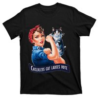 Nine Lives Bitches Funny Cat Political Satire Election 2024 T-Shirt