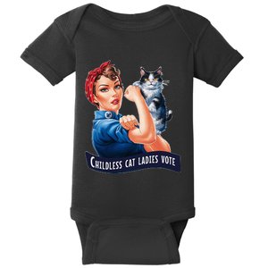 Nine Lives Bitches Funny Cat Political Satire Election 2024 Baby Bodysuit