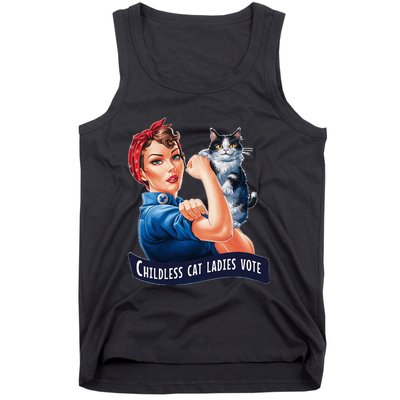 Nine Lives Bitches Funny Cat Political Satire Election 2024 Tank Top