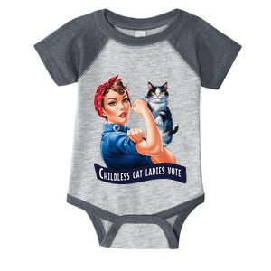 Nine Lives Bitches Funny Cat Political Satire Election 2024 Infant Baby Jersey Bodysuit