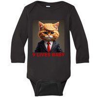 Nine Lives Baby Cat In Suite With Trump Hair Baby Long Sleeve Bodysuit