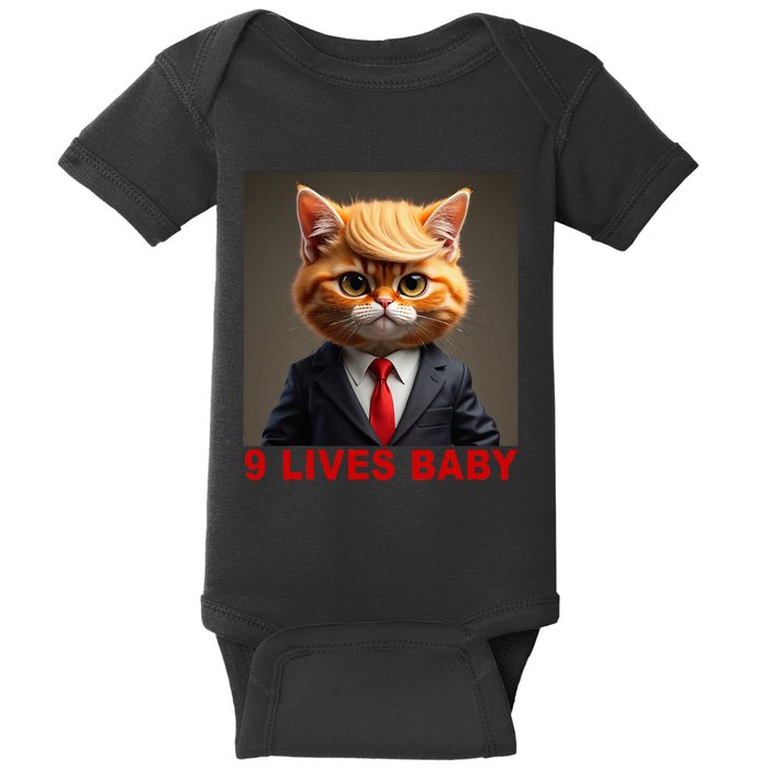 Nine Lives Baby Cat In Suite With Trump Hair Baby Bodysuit