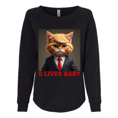 Nine Lives Baby Cat In Suite With Trump Hair Funny Gift Womens California Wash Sweatshirt