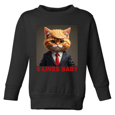 Nine Lives Baby Cat In Suite With Trump Hair Funny Gift Toddler Sweatshirt