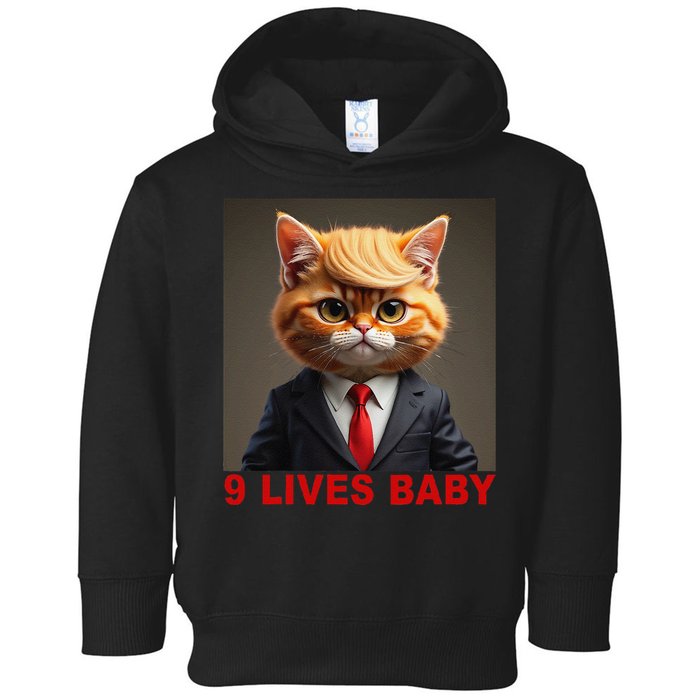 Nine Lives Baby Cat In Suite With Trump Hair Funny Gift Toddler Hoodie