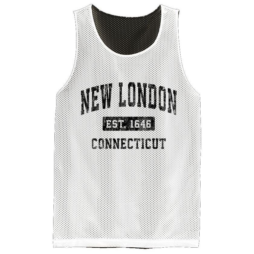 New London Connecticut Ct Vintage Established Sports Design Mesh Reversible Basketball Jersey Tank