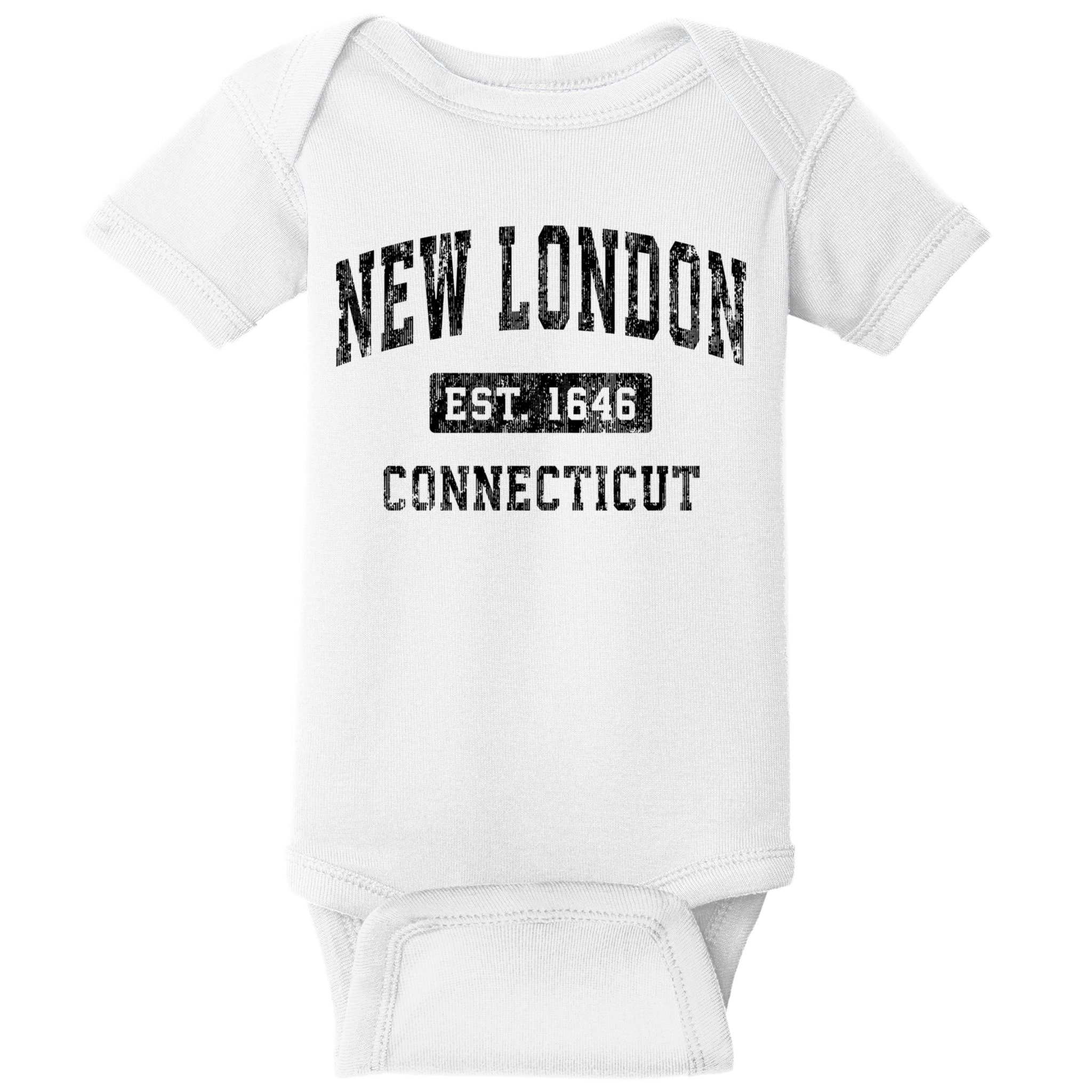 New London Connecticut Ct Vintage Established Sports Design Baby Bodysuit