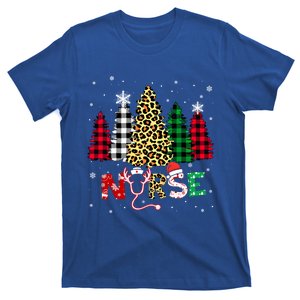 Nurse Leopard Christmas Tree Stethoscope Rn Lpn Scrub Pjs Gift T-Shirt