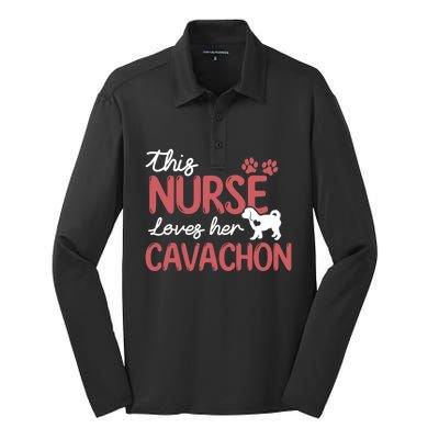 Nurse Loves Cavachon Dog Lovers Funny Gift For Mom Nurse Gift Silk Touch Performance Long Sleeve Polo