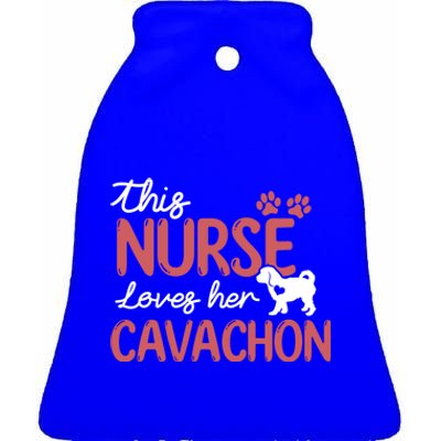 Nurse Loves Cavachon Dog Lovers Funny Gift For Mom Nurse Gift Ceramic Bell Ornament