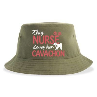 Nurse Loves Cavachon Dog Lovers Funny Gift For Mom Nurse Gift Sustainable Bucket Hat