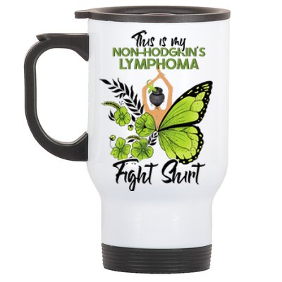 Nonhodgkins Lymphoma Cancer Awareness Green Ribbon Stainless Steel Travel Mug