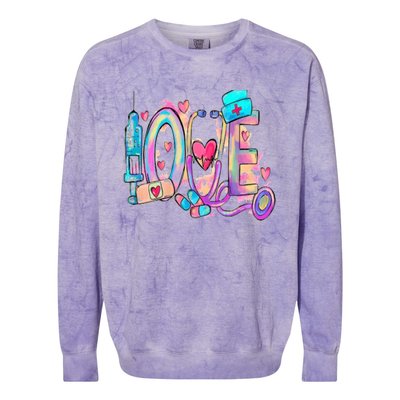 Nurse Love Cnm Aprn Crn Dnp Lpn Lvnna Np Prn Stna Cna Rn Gift Colorblast Crewneck Sweatshirt