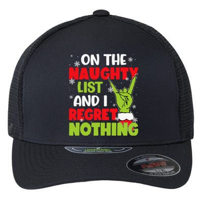 Naughty List Christmas Xmas Santa Flexfit Unipanel Trucker Cap