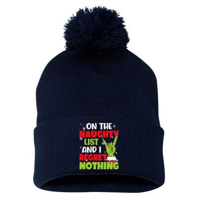 Naughty List Christmas Xmas Santa Pom Pom 12in Knit Beanie