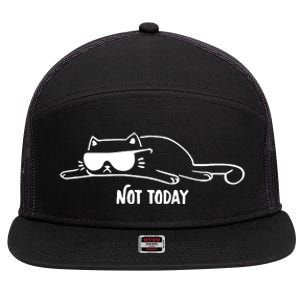 Nope Lazy Cat Not Today 7 Panel Mesh Trucker Snapback Hat