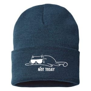 Nope Lazy Cat Not Today Sustainable Knit Beanie