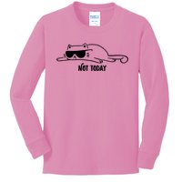 Nope Lazy Cat Not Today Kids Long Sleeve Shirt