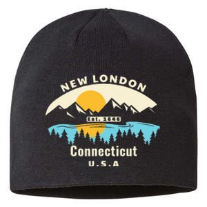 New London Connecticut Souvenir Mountain Sunset River Sustainable Beanie