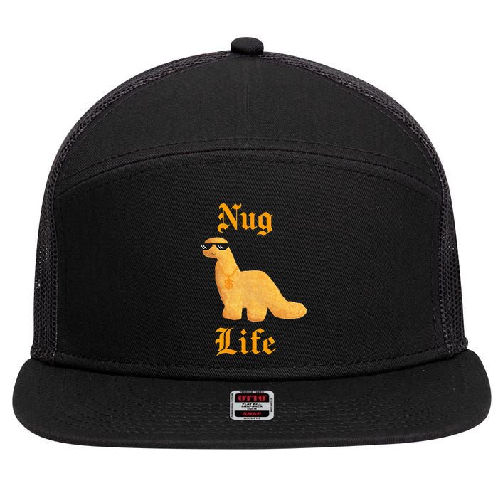 Nug Life Dino Nuggs Dino Chicken Nuggets Dinosaur Nugget 7 Panel Mesh Trucker Snapback Hat