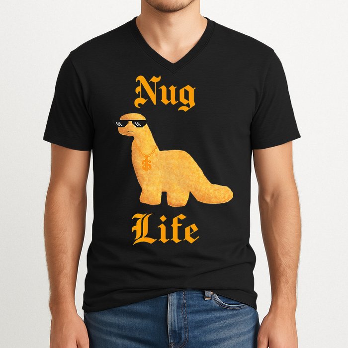 Nug Life Dino Nuggs Dino Chicken Nuggets Dinosaur Nugget V-Neck T-Shirt