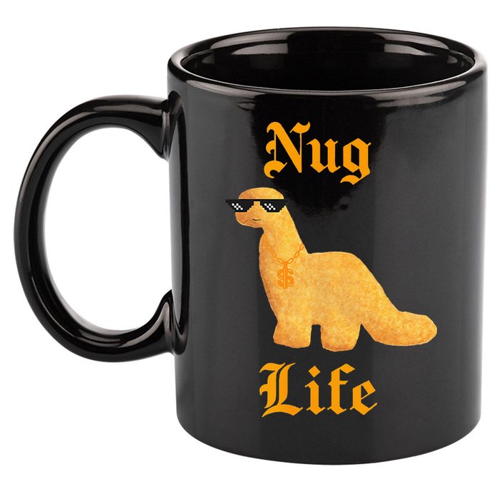 Nug Life Dino Nuggs Dino Chicken Nuggets Dinosaur Nugget 11oz C Handle Ceramic Mug